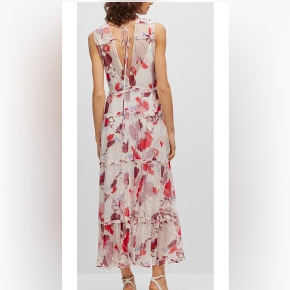 Hugo Boss Women’s Sheer Chiffon Floral Print Maxi Dress XS-S sample New NWOT - Picture 3 of 17